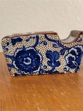Porcelain Blue + white tape dispenser